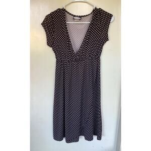 Zoey & Beth Petite Brown Polka Dot Wrap Dress size  L